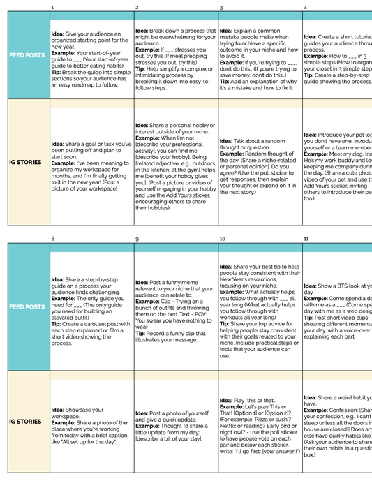 IG Content Calendar